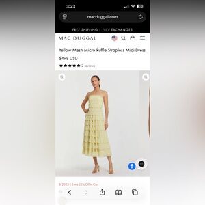 Mac Duggal Strapless Yellow Ruffle Dress